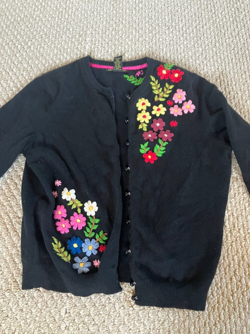 Lucky Brand Vintage Women’s Black Floral Embroidered Cardigan Size S